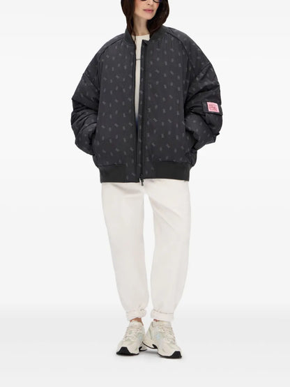 Pattern-Jacquard Bomber Jacket