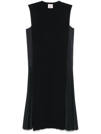 Plissé-Detailed Midi Dress
