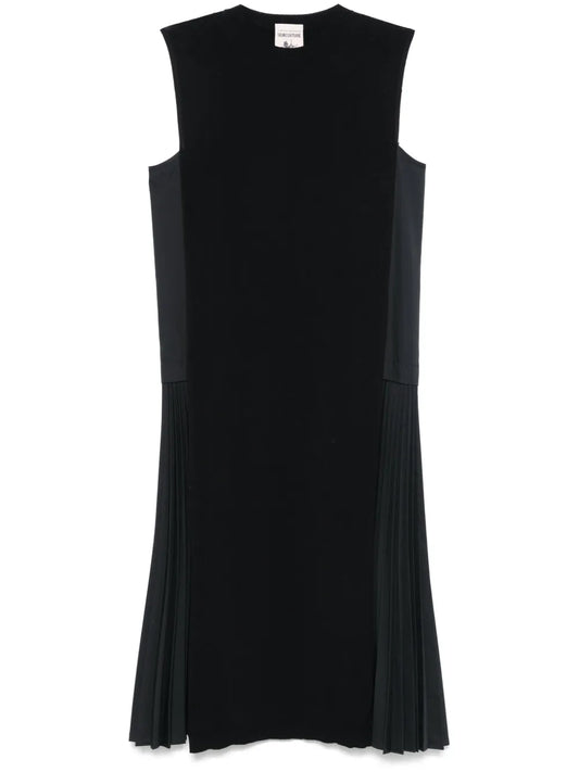 Plissé-Detailed Midi Dress