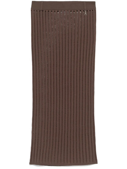 Ribbed-Knit Midi Skirt