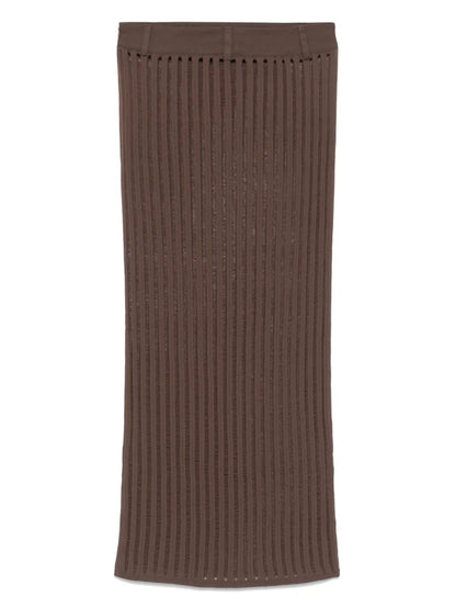 Ribbed-Knit Midi Skirt