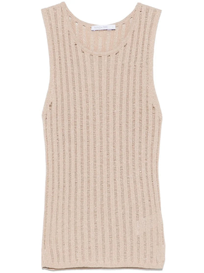 Lurex Open-Knit Tank Top