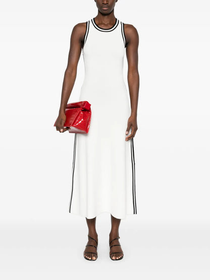 Contrast-Trim Midi Dress