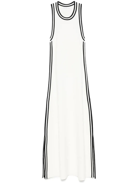 Contrast-Trim Midi Dress
