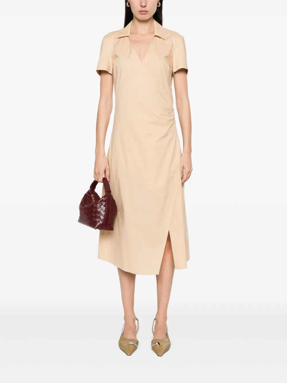Cotton Crossover Midi Dress