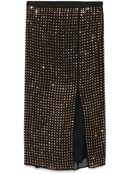 Rhinestone-Embellished Midi Skirt