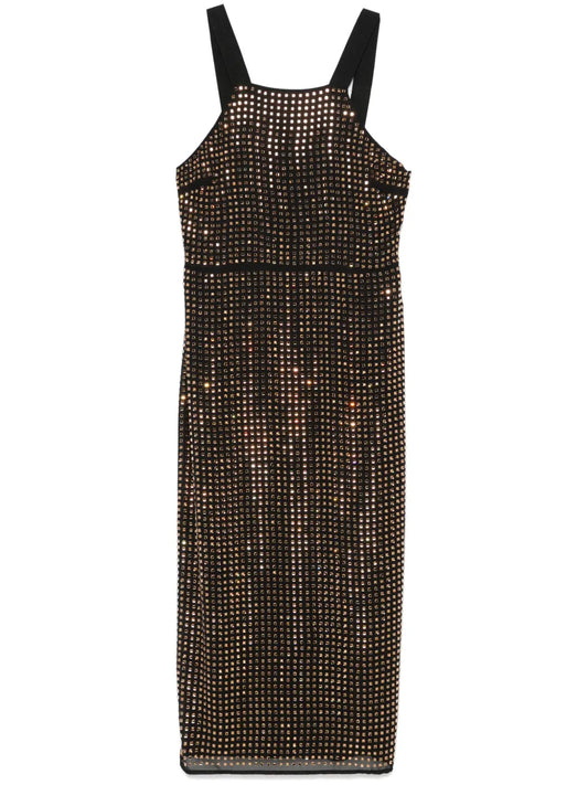 Rhinestone-Embellished Midi Dress