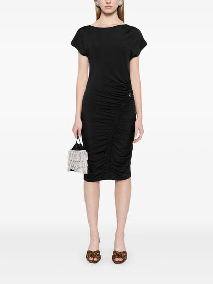 Ruched-Detailed Midi Dress