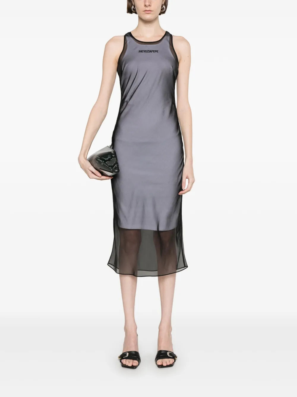 Logo-Embroidered Layered Midi Dress
