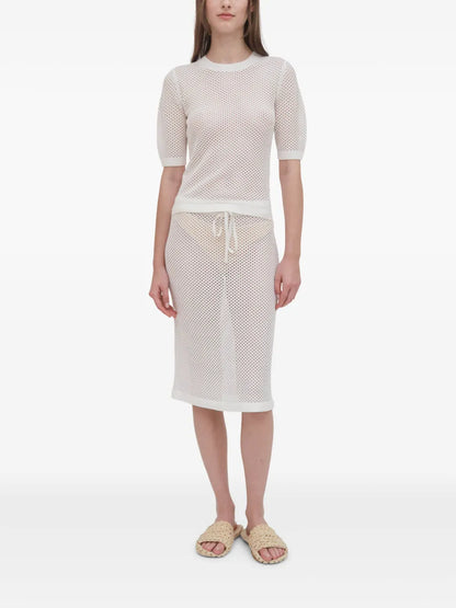 Ribbed-Knit Flared Midi Skirt