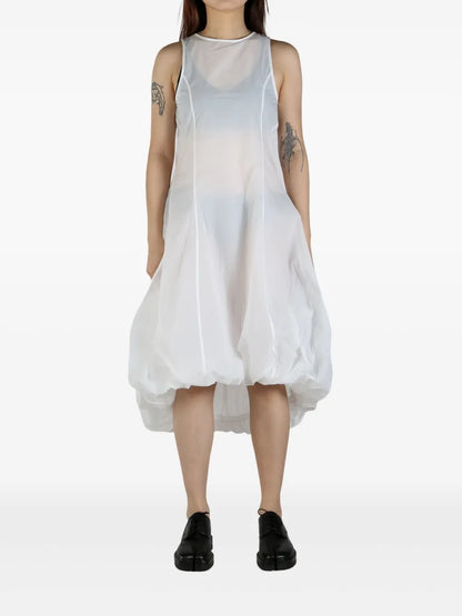 Semi-Sheer Volume Midi Dress