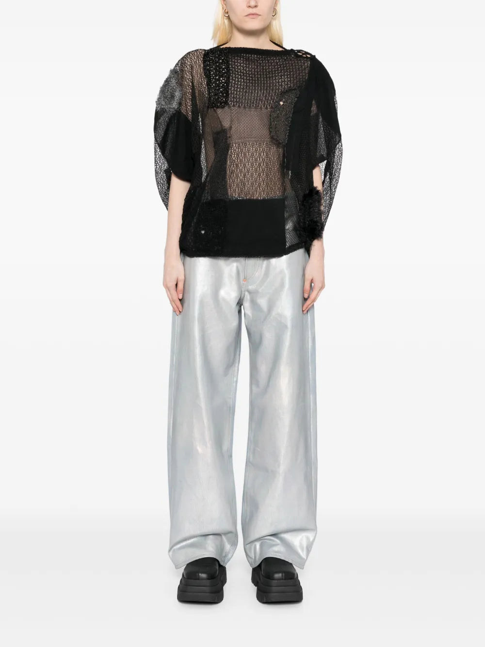 Foiled-Print Straight-Leg Jeans