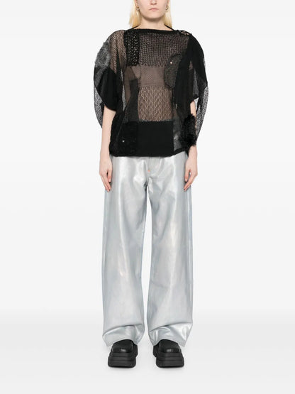 Foiled-Print Straight-Leg Jeans