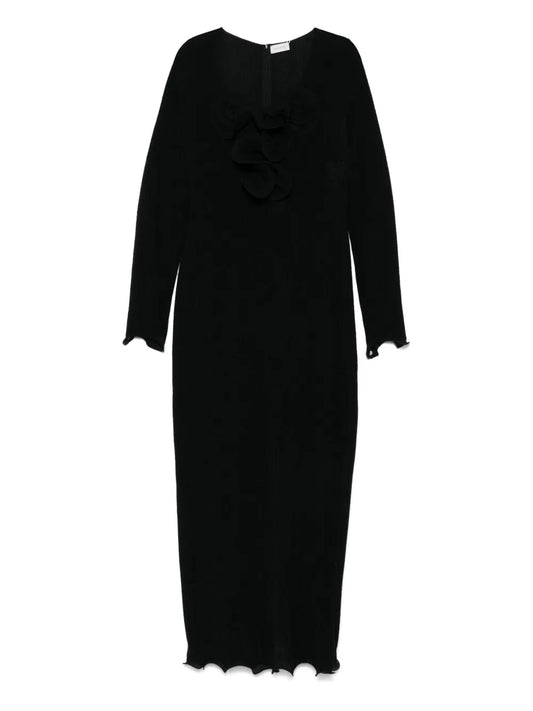 Floral-Appliqué Maxi Dress