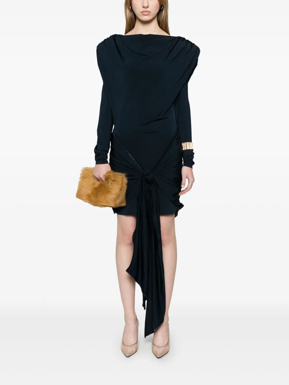 Draped-Detail Mini Dress