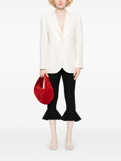 Crinkled Shoulder-Pads Blazer