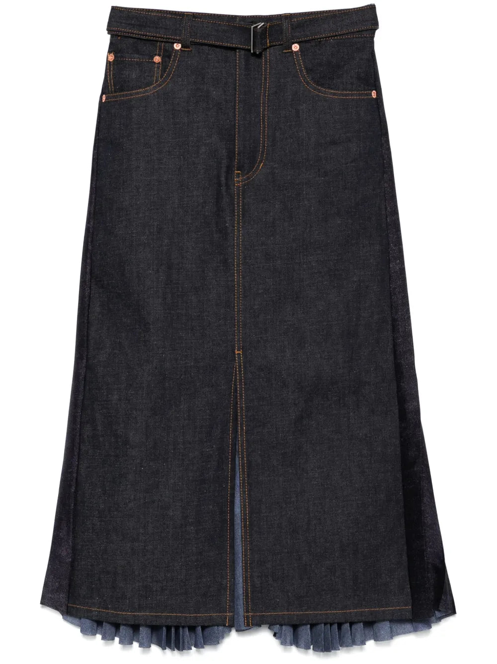 Pleat-Detailed Midi Skirt