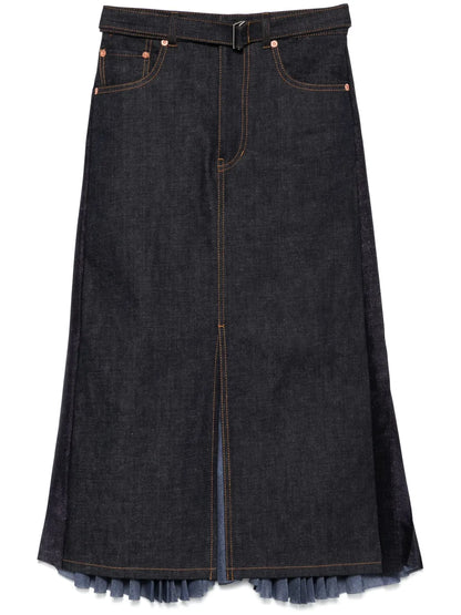 Pleat-Detailed Midi Skirt