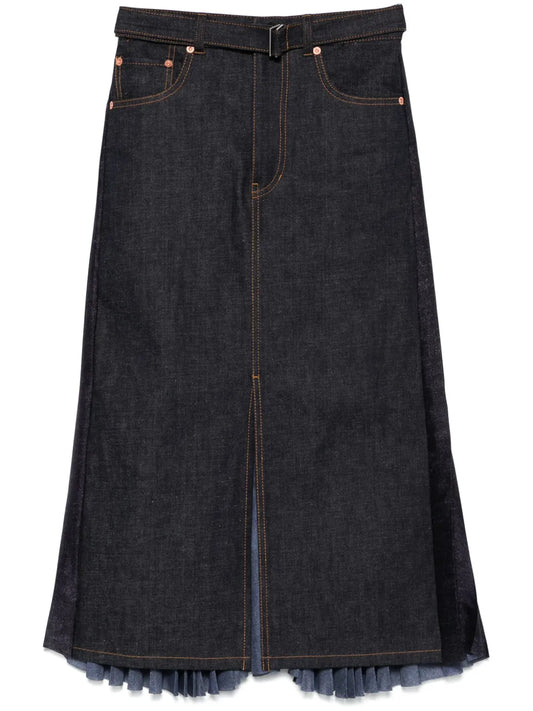 Pleat-Detailed Midi Skirt