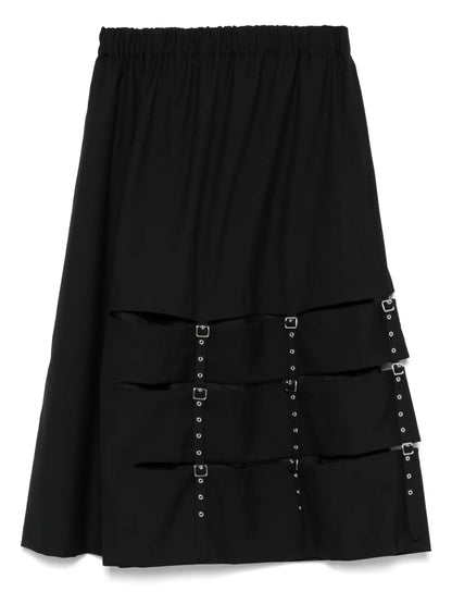 Decorative-Buckle Midi Skirt