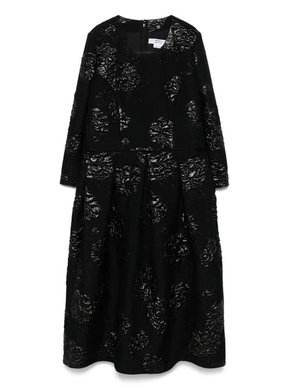 Floral-Brocade Midi Dress