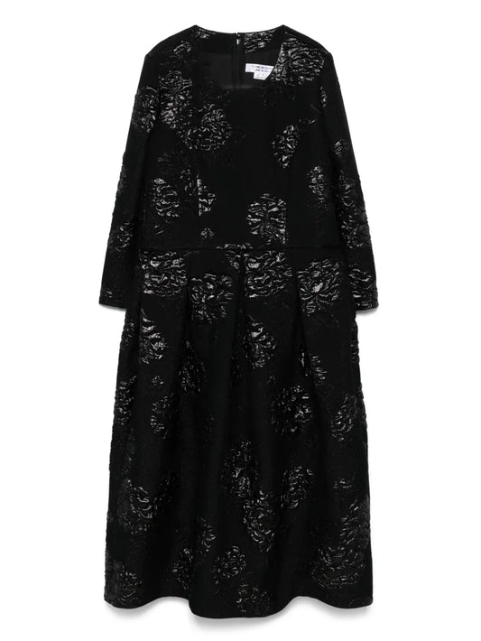 Floral-Brocade Midi Dress