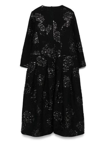 Floral-Brocade Midi Dress