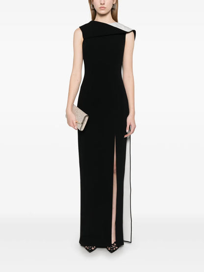 Sash-Detail Crepe Gown