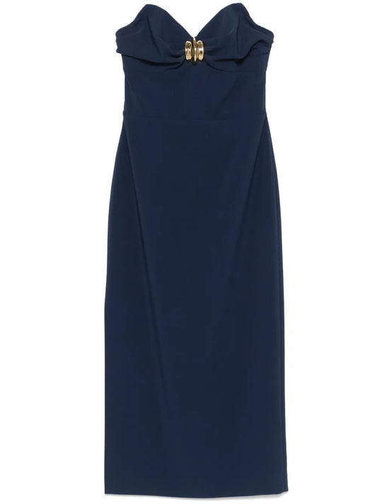 Macro-Bow Crepe Midi Dress