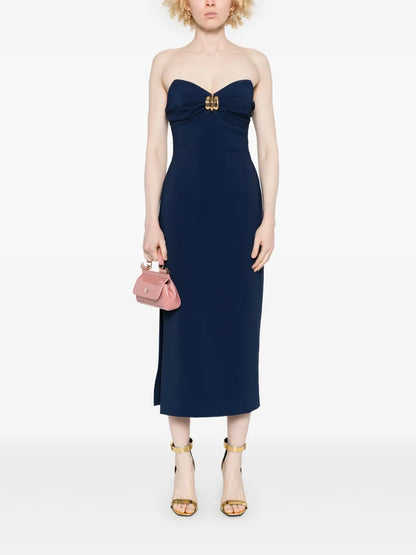 Macro-Bow Crepe Midi Dress