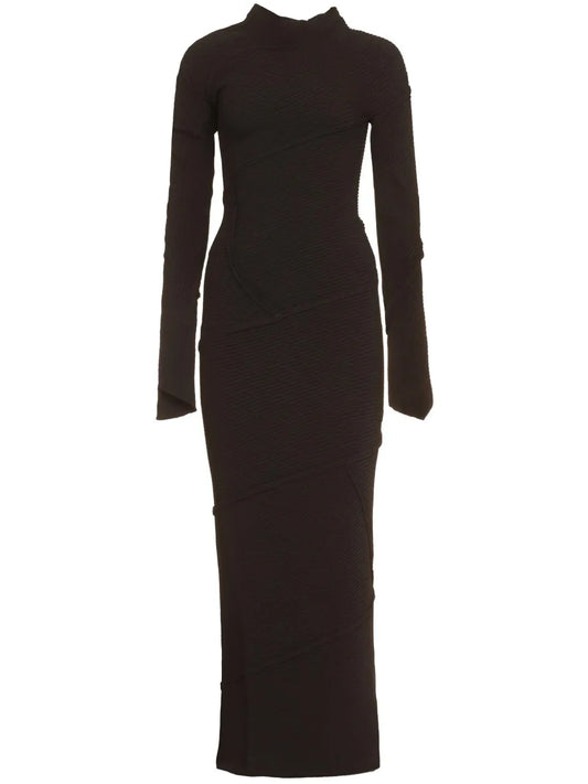 Spiral Ribbed-Knit Maxi Dress
