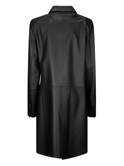 Double-Breasted Leather Coat