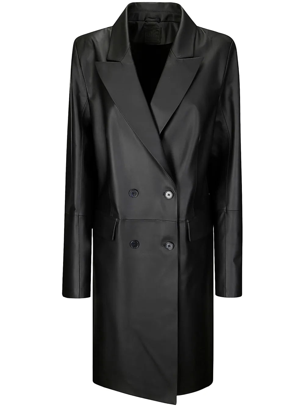 Double-Breasted Leather Coat