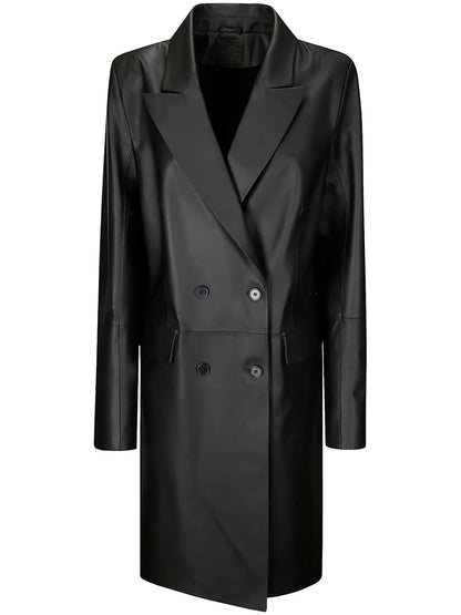 Double-Breasted Leather Coat