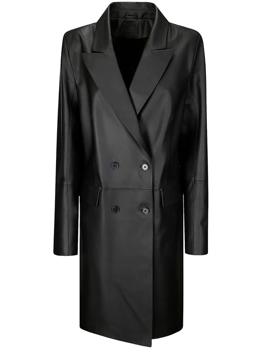 Double-Breasted Leather Coat
