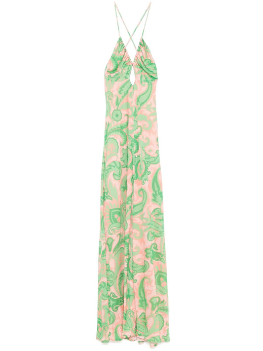 Barocco-Print Maxi Dress