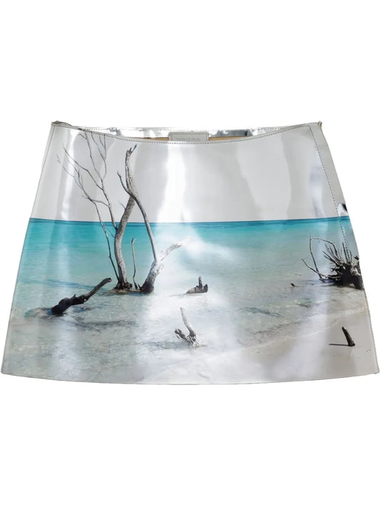 High-Shine Leather Mini Skirt