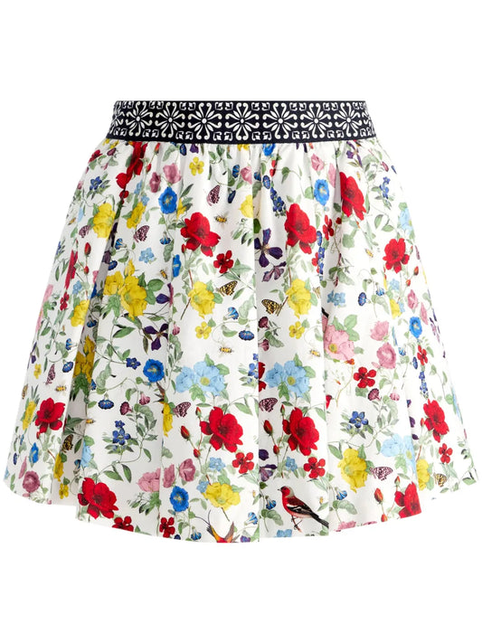 Haven Embroidered-Waistband Mini Skirt