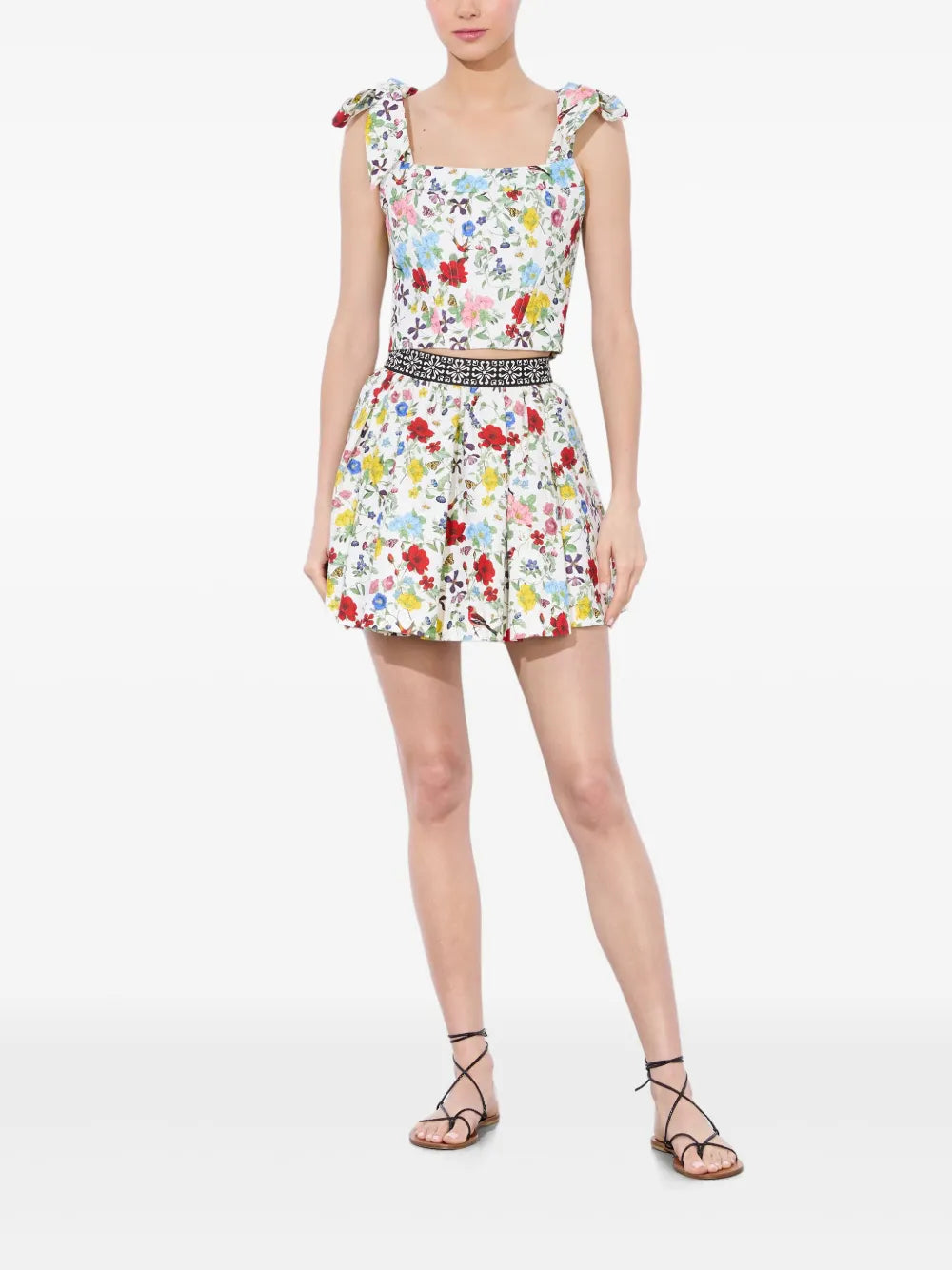 Haven Embroidered-Waistband Mini Skirt