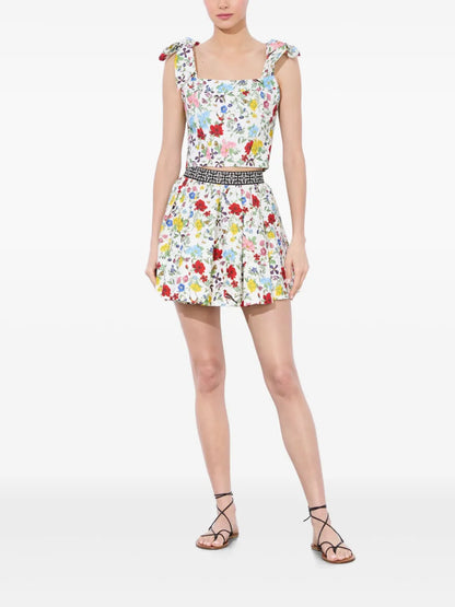 Haven Embroidered-Waistband Mini Skirt