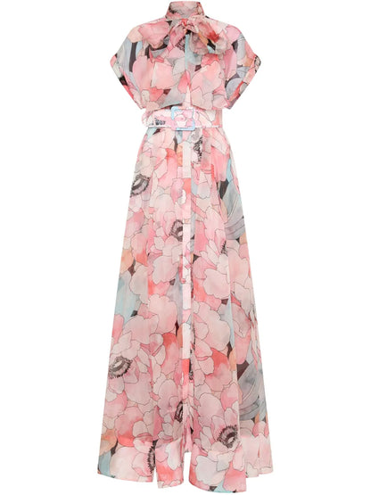 Floral-Print Gown