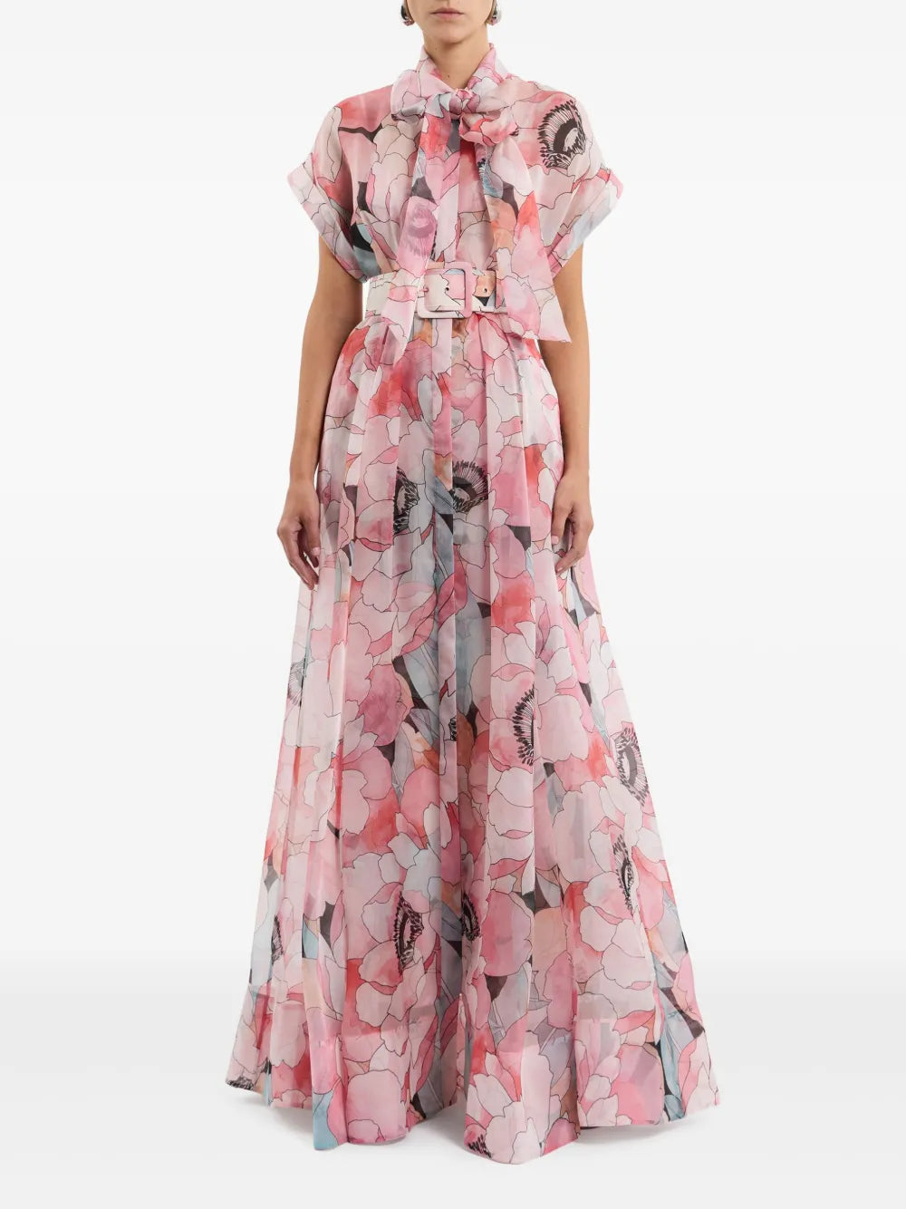 Floral-Print Gown