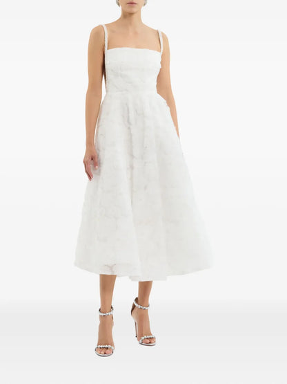 Deliah Floral-Embroidered Midi Dress