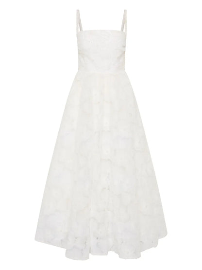Deliah Floral-Embroidered Midi Dress