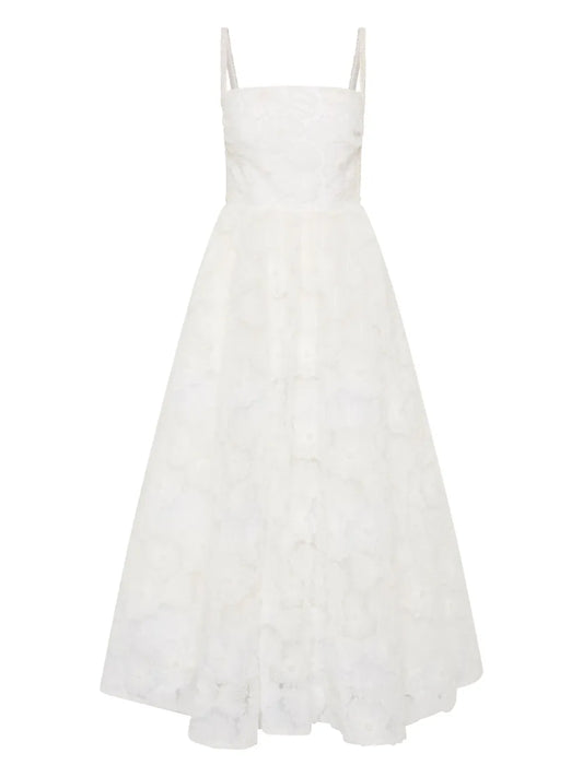 Deliah Floral-Embroidered Midi Dress