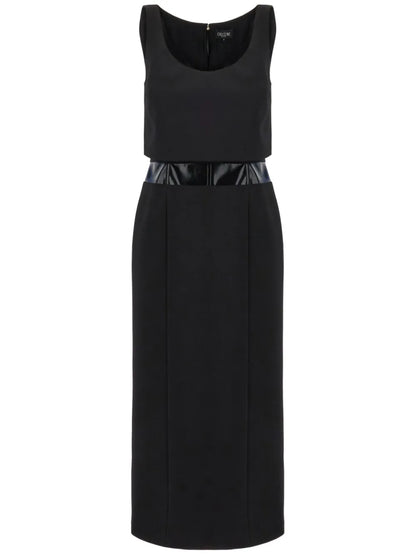 Contrasting-Panel Midi Dress