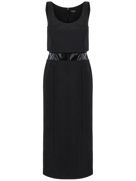 Contrasting-Panel Midi Dress