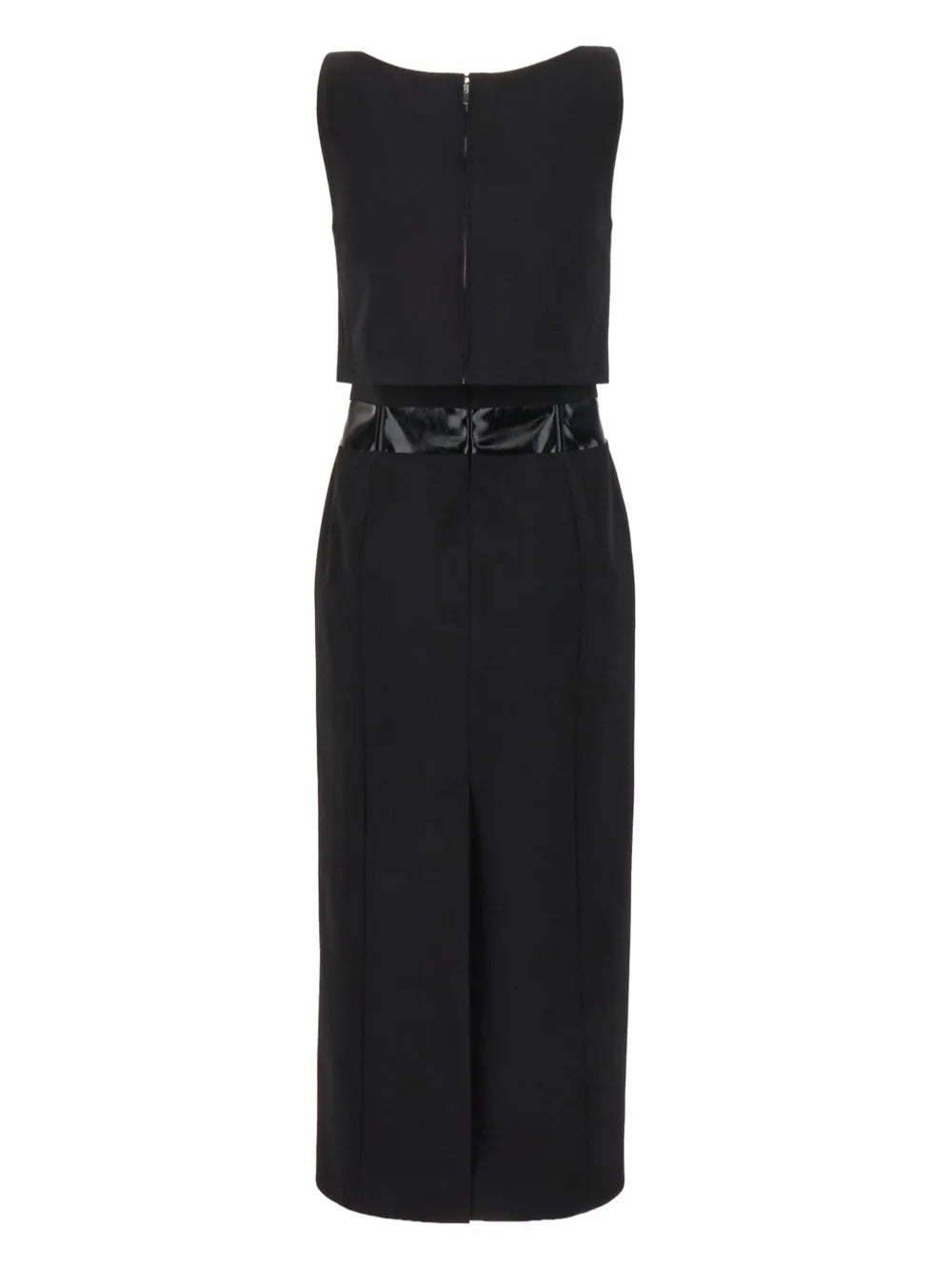 Contrasting-Panel Midi Dress