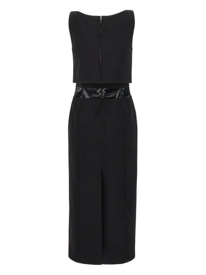 Contrasting-Panel Midi Dress