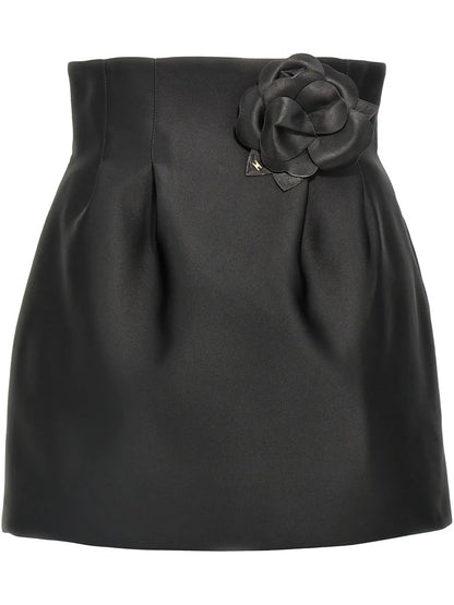Floral-Appliqué Mini Skirt